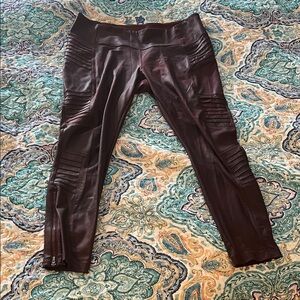 Stylish Maroon Athleta Faux Leather Leggings